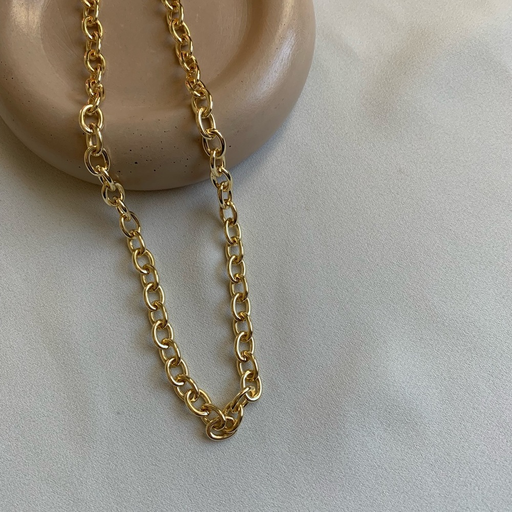 Gold Rolo Chain Necklace - 18 inches - Picture 1 of 7